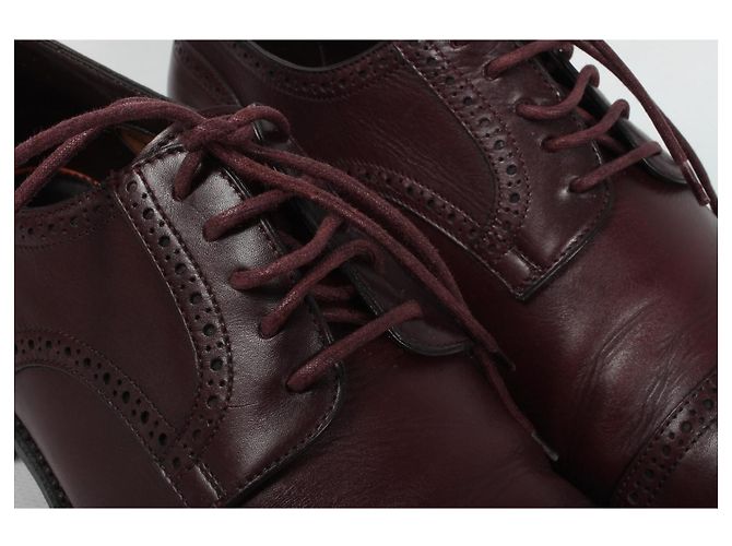 Santoni Scarpe Oxford da uomo in pelle bordeaux Bordò - vista 8