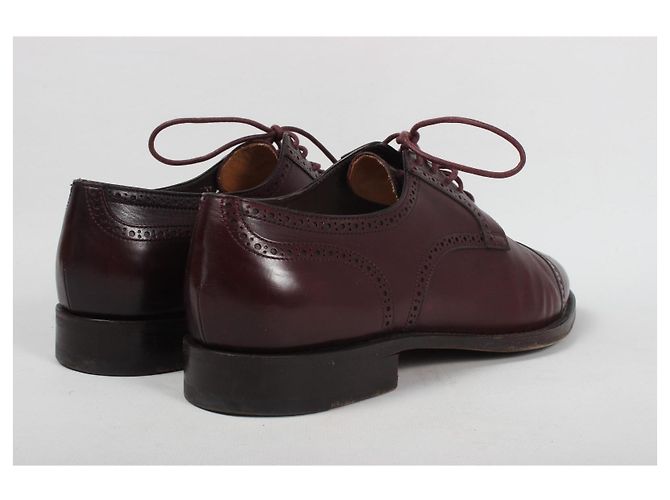 Santoni Scarpe Oxford da uomo in pelle bordeaux Bordò - vista 9