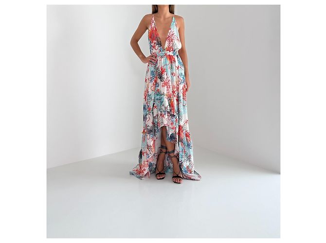 Neu mit Etikett Dundas Pre-Fall 2020 Coral Reef Silk High-Low Maxi Dress – Runway Look 31 - Ansicht 2