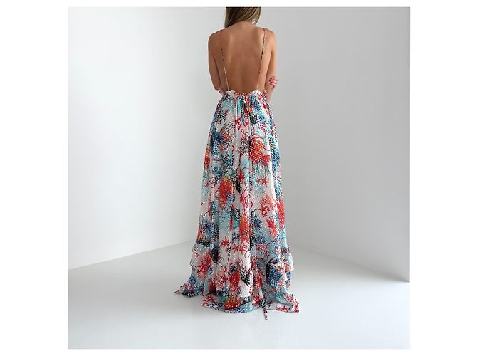Neu mit Etikett Dundas Pre-Fall 2020 Coral Reef Silk High-Low Maxi Dress – Runway Look 31 - Ansicht 4