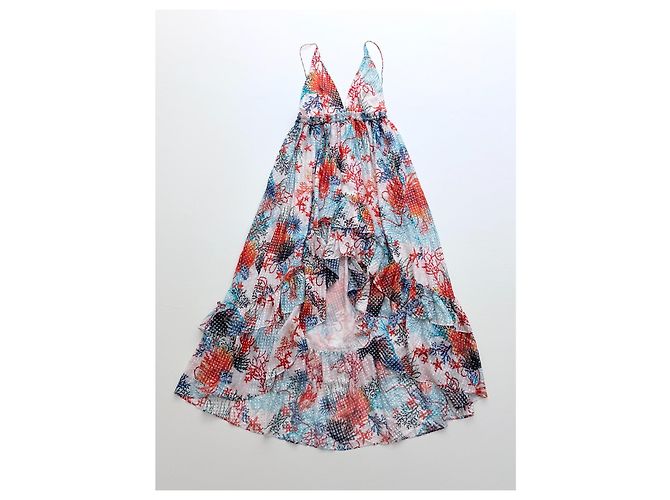 Neu mit Etikett Dundas Pre-Fall 2020 Coral Reef Silk High-Low Maxi Dress – Runway Look 31 - Ansicht 5