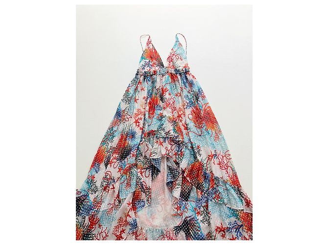 Neu mit Etikett Dundas Pre-Fall 2020 Coral Reef Silk High-Low Maxi Dress – Runway Look 31 - Ansicht 7