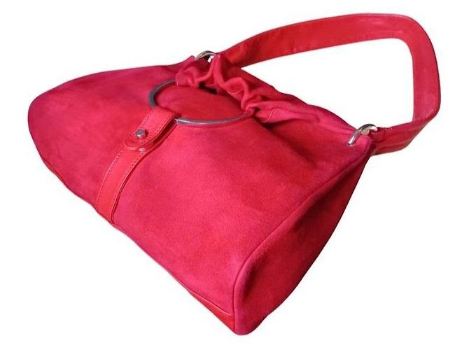 Balenciaga Borsa Hobo in scamosciato rosso - vista 3