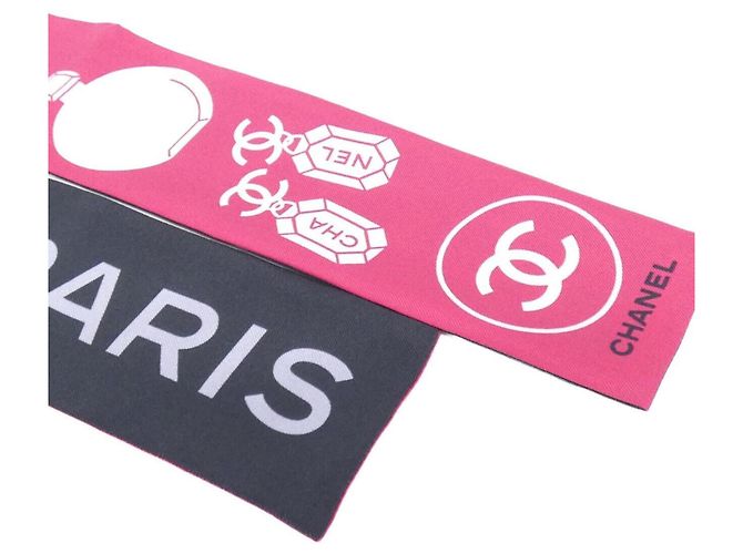Cerchietto in seta Chanel nero e rosa - vista 2
