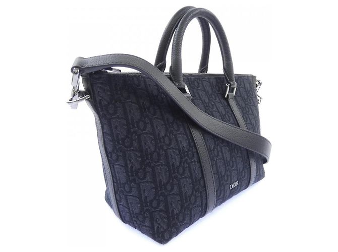 Borsa Weekend Christian Dior Dior Weekender 25 Oblique Jacquard Castaño Negro - vista 2