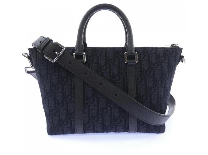 Borsa Weekend Christian Dior Dior Weekender 25 Oblique Jacquard Castaño Negro - vista 3