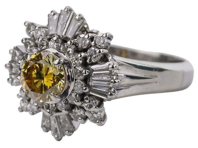Autre Marque Anello in platino Pt900 e diamante fancy color Argento - vista 7