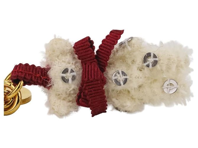 Prada Bär Mini Charm Schlüsselanhänger Weiß Rot Golden - Ansicht 10