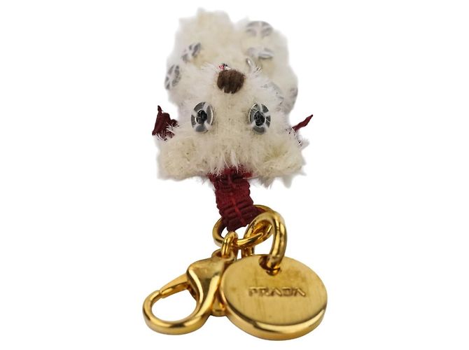 Prada Bär Mini Charm Schlüsselanhänger Weiß Rot Golden - Ansicht 4
