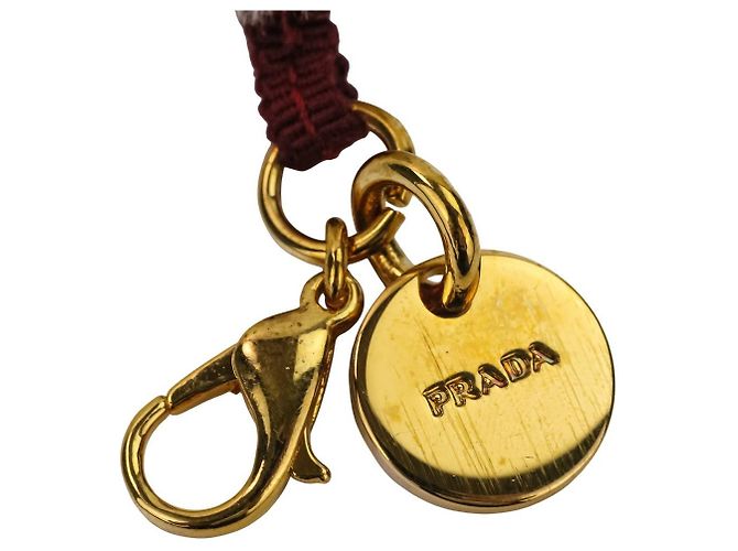 Prada Bär Mini Charm Schlüsselanhänger Weiß Rot Golden - Ansicht 8