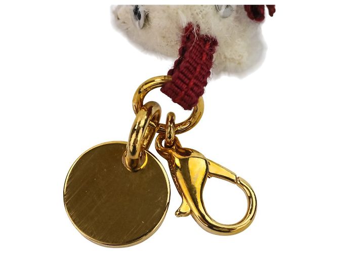 Prada Bär Mini Charm Schlüsselanhänger Weiß Rot Golden - Ansicht 9