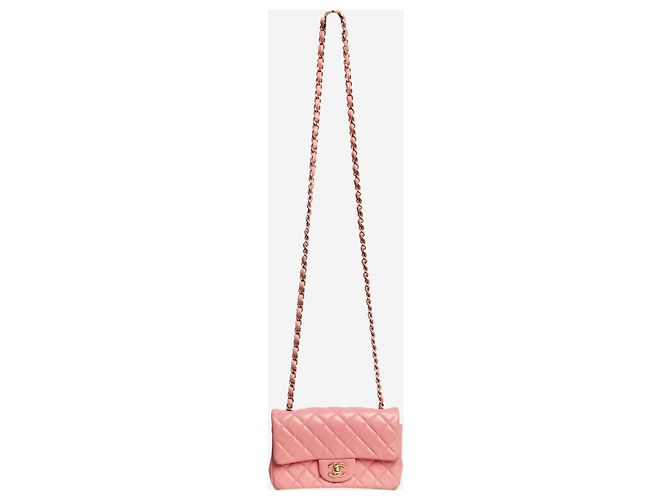 Chanel Pink 2019 mini rectangle Lammleder Classic Single Flap Tasche - Ansicht 2