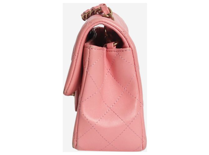 Chanel Pink 2019 mini rectangle Lammleder Classic Single Flap Tasche - Ansicht 3
