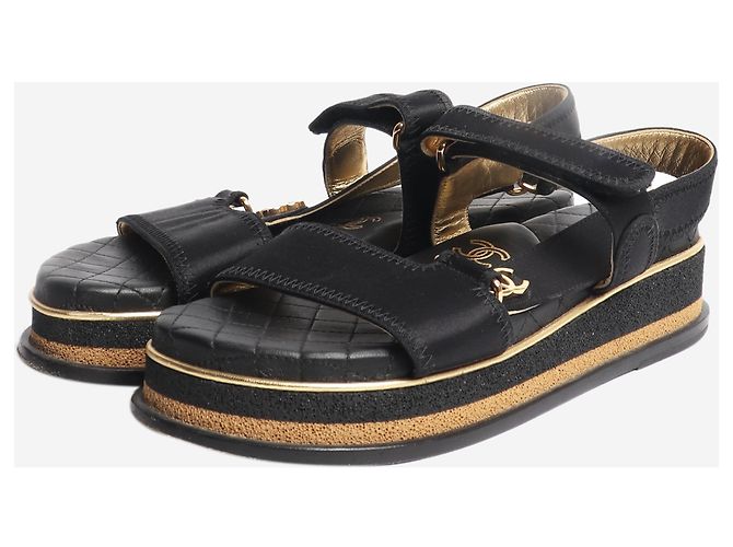 Chanel Schwarze Plateausandalen - Größe EU 38 - Ansicht 2