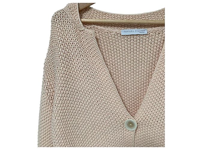 Autre Marque Cárdigan de punto de algodón FABIANA FILIPPI Beige - vista 3