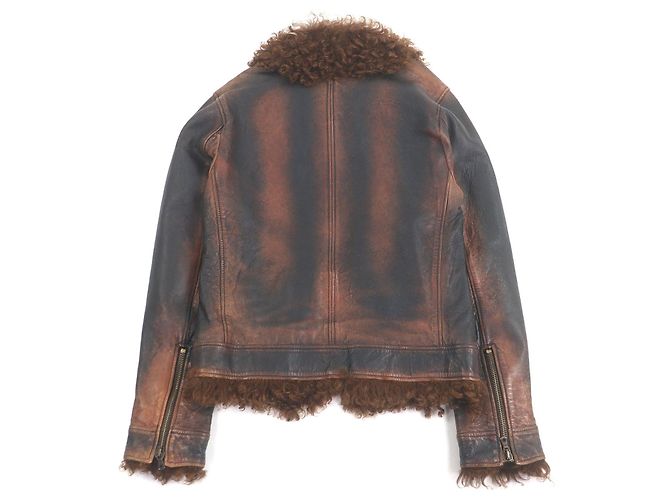 Dolce & Gabbana Chaqueta de piel de cordero y piel Dolce&Gabbana Castaño - vista 4