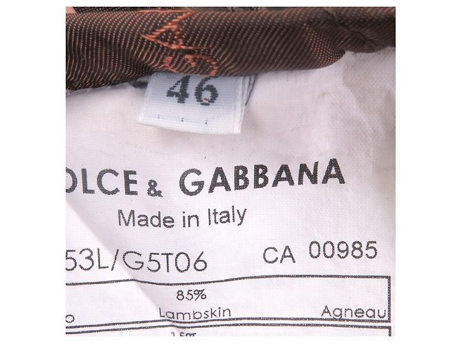 Dolce & Gabbana Chaqueta de piel de cordero y piel Dolce&Gabbana Castaño - vista 9