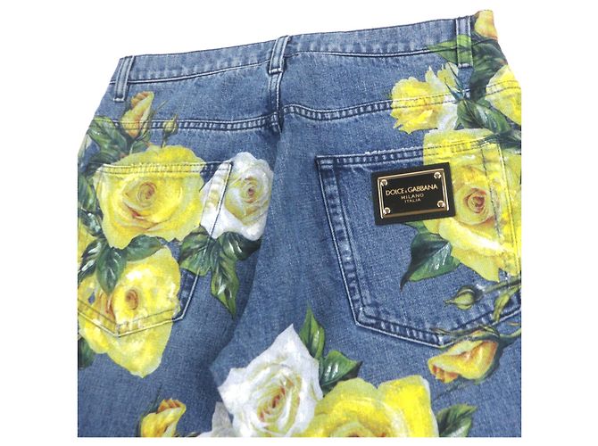 Dolce & Gabbana Calças de algodão Dolce&Gabbana Azul Amarelo - vista 4