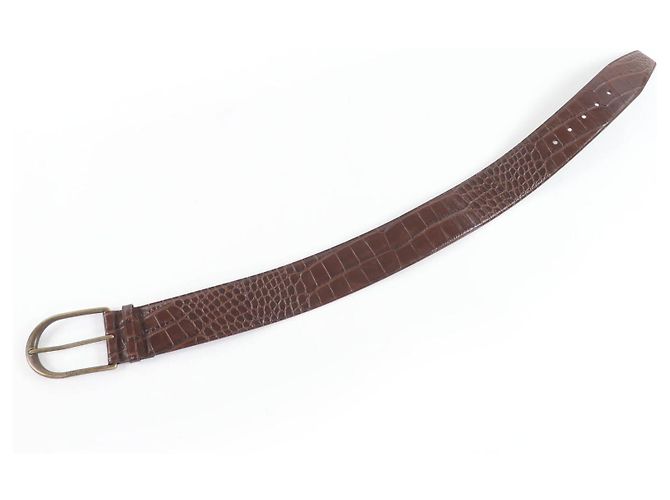 Yves Saint Laurent Cinturón de cuero con relieve de cocodrilo Saint Laurent Castaño - vista 7