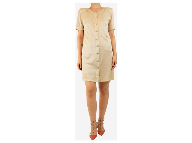 Chanel Goldenes Lurex-Hemdblusenkleid - Größe UK 10 - Ansicht 3