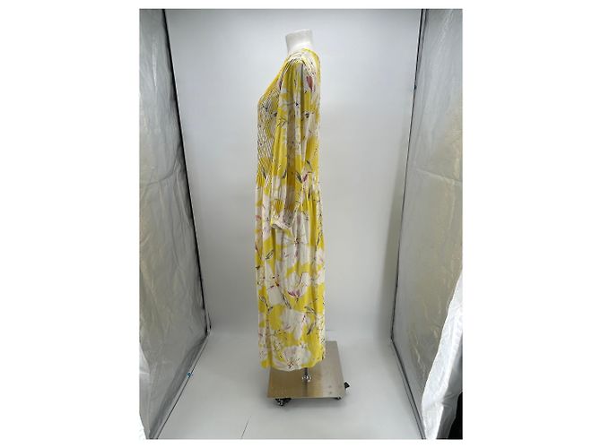 Loro Piana Vestido de seda estampado amarillo - vista 3