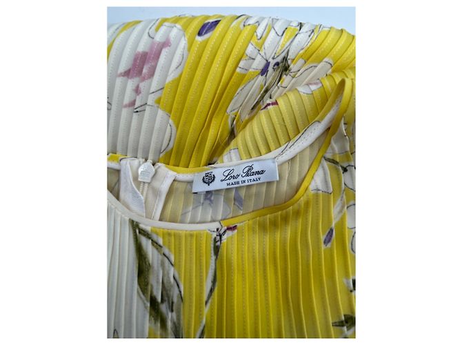 Loro Piana Vestido de seda estampado amarillo - vista 5