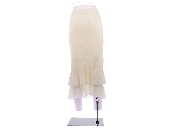 Falda Bottega Veneta de algodón beige M - vista 2