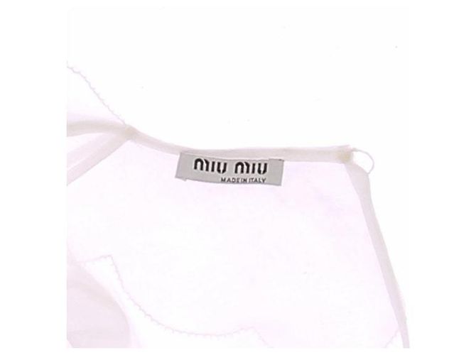 Blusa crop top de seda blanca Miu Miu Blanco - vista 6