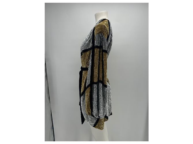 Retrofête Paillettenjacke Silber Viscose S - Ansicht 3