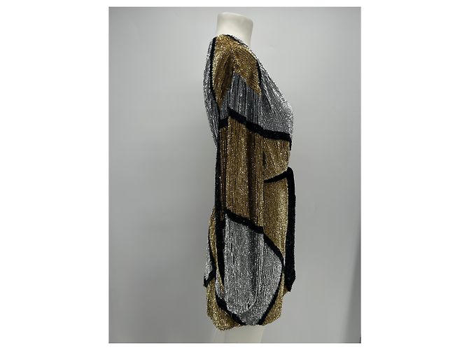 Retrofête Paillettenjacke Silber Viscose S - Ansicht 4