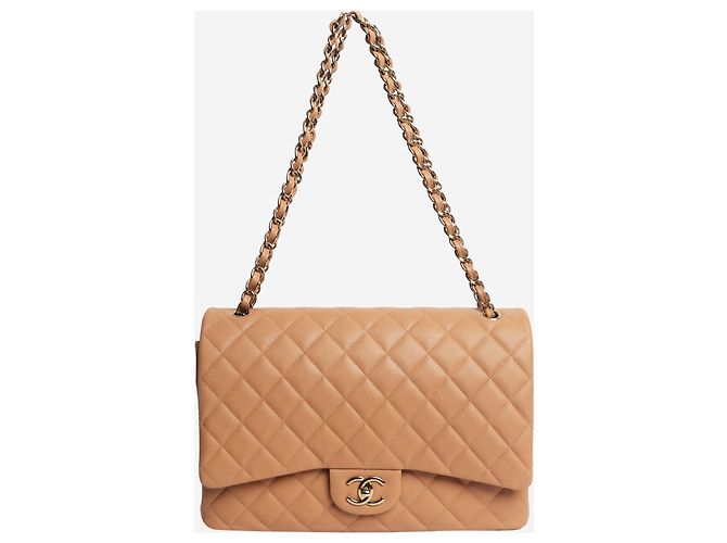 Chanel Bolsa maxi Classic Double Flap acolchoada em caviar Blush - vista 2