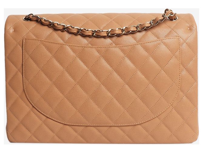 Chanel Bolsa maxi Classic Double Flap acolchoada em caviar Blush - vista 3