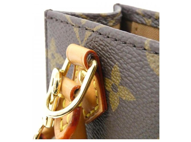 Borsa Louis Vuitton Monogram Petite Sac Plat Marrone - vista 5
