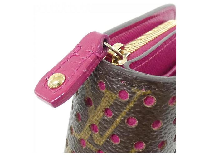 Cartera compacta con cremallera Louis Vuitton Monogram Perfo Castaño Fucsia - vista 3