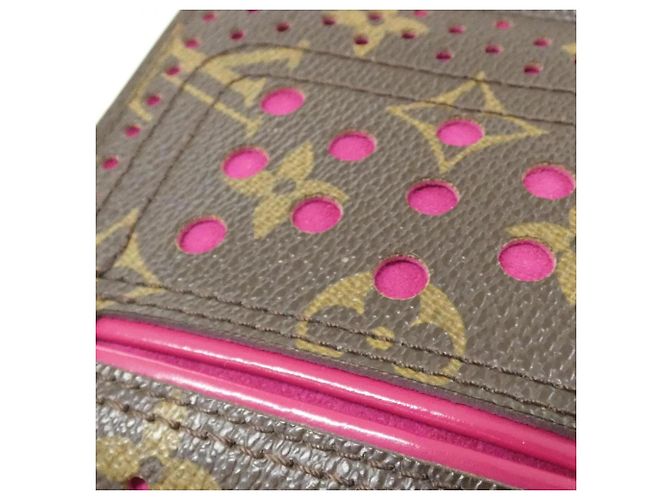 Cartera compacta con cremallera Louis Vuitton Monogram Perfo Castaño Fucsia - vista 4