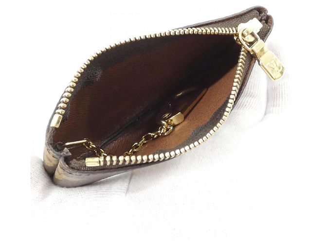 Louis Vuitton Monogram Pochette Clé Coin & Key Case Castaño - vista 4