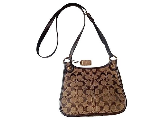 Borsa a Spalla Coach Signature Monogram Marrone - vista 4