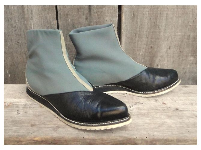 Autre Marque Stivaletti Slack London in pelle e nylon Nero Grigio - vista 2