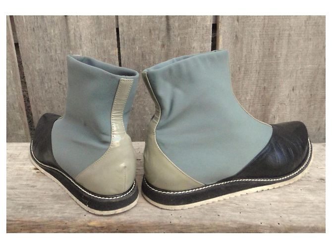 Autre Marque Stivaletti Slack London in pelle e nylon Nero Grigio - vista 4