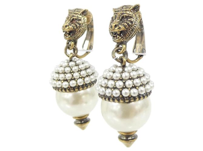 Orecchini a clip Gold and White Gucci 434724 I12RO Bianco D'oro - vista 2