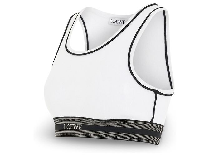 Loewe Top deportivo blanco de punto acanalado Negro - vista 3
