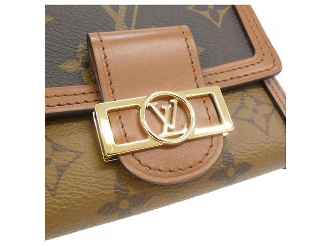 Louis Vuitton Monogram Portefeuille Dauphine Compact Wallet Marrone Monogramma - vista 3
