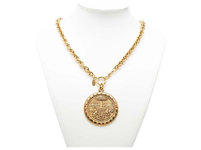 Collana a catena con medaglione Leone e Palma Chanel Coco Mark D'oro - vista 6