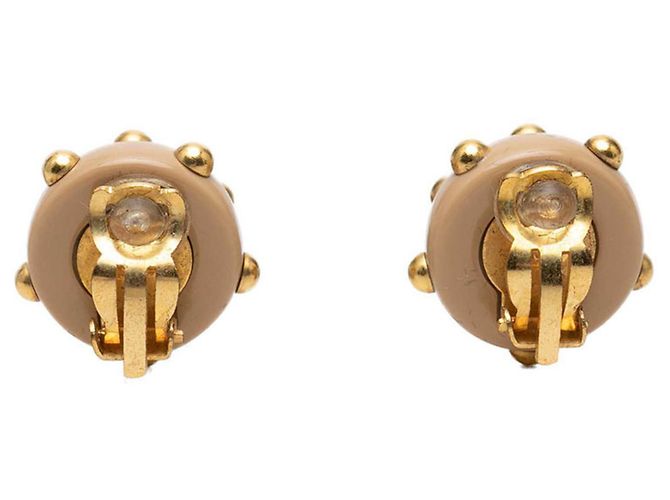 Orecchini a clip Vintage Chanel Coco Mark Beige D'oro - vista 2