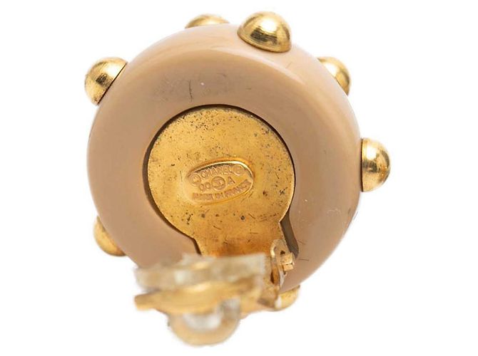 Orecchini a clip Vintage Chanel Coco Mark Beige D'oro - vista 3