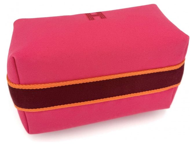Hermès Pochette a mano in cotone rosa Hermes - vista 3