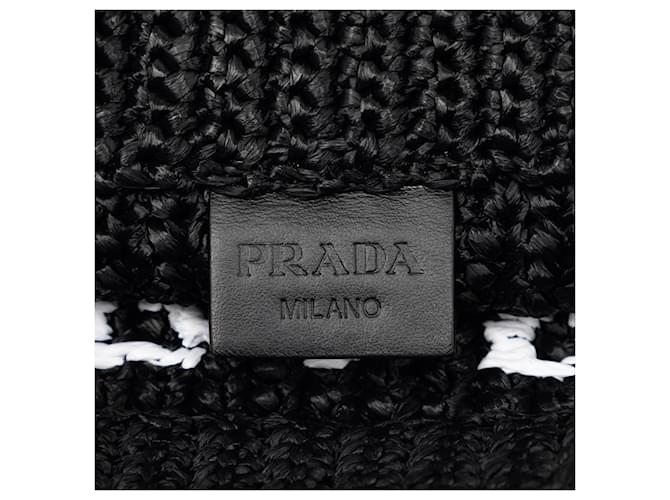 Borsa Tote Prada Crochet Triangle Logo Plate Nero - vista 5