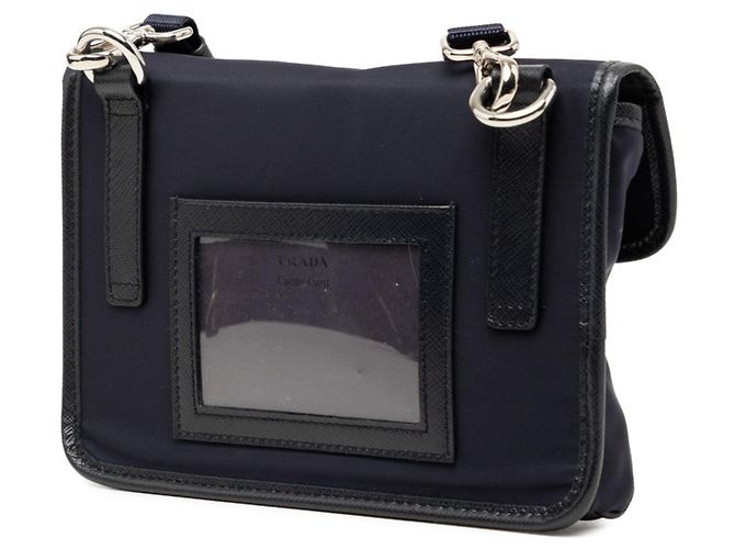Saffiano Borsa a tracolla in nylon con logo triangolo Prada Blu navy - vista 2