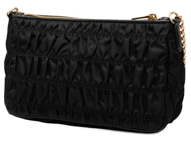 Borsa a Spalla Prada Chain Gathered Nero - vista 2