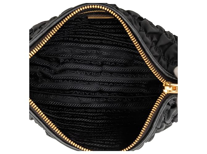 Borsa a Spalla Prada Chain Gathered Nero - vista 4